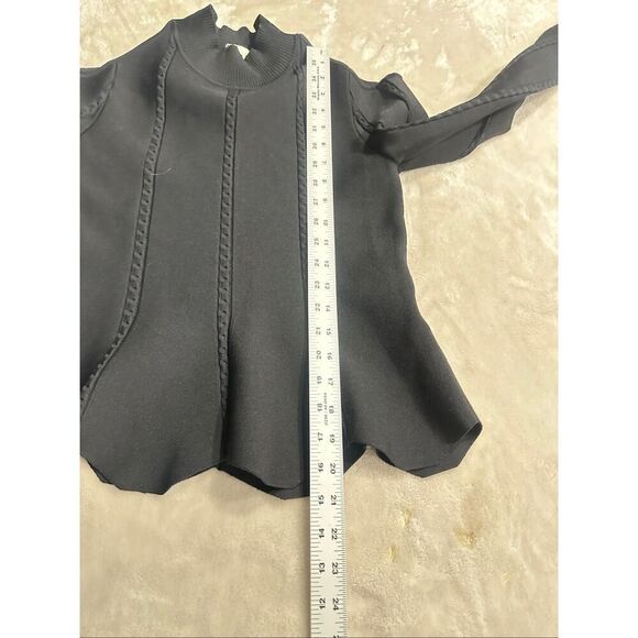 Jonathan Simkhai Women’s Size Medium Black Peplum High Neck Knit Top - Picture 6 of 7
